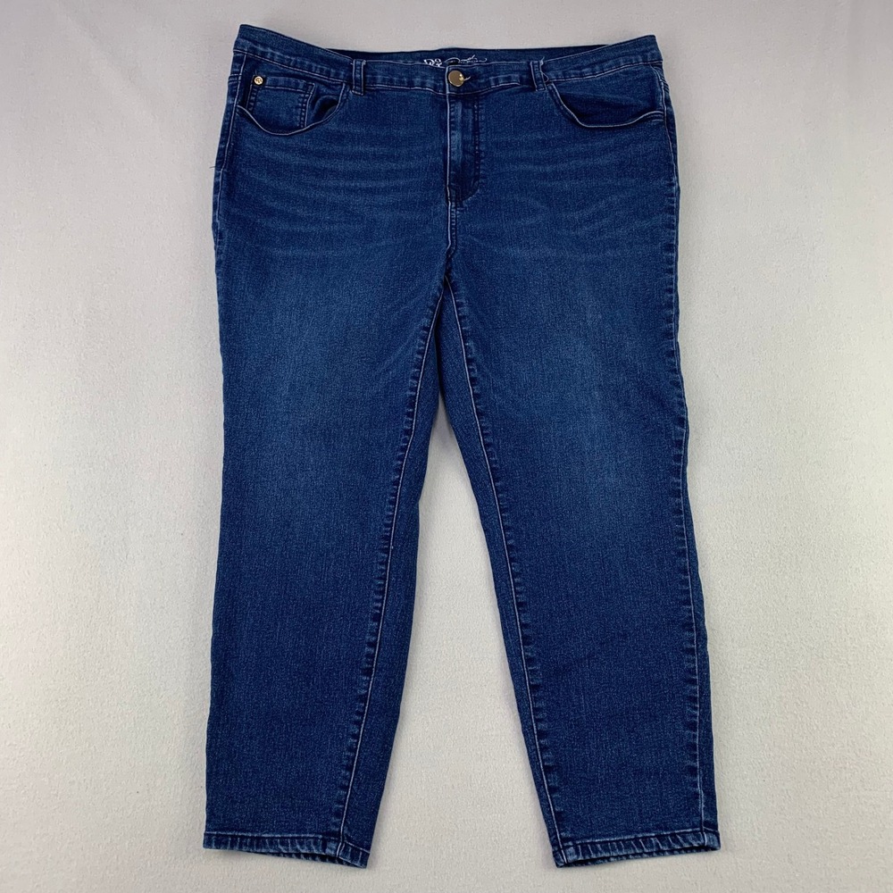 DG2 Diane Gilman Classic Stretch Skinny Jeans Women 20W Blue Denim Ankle Crop